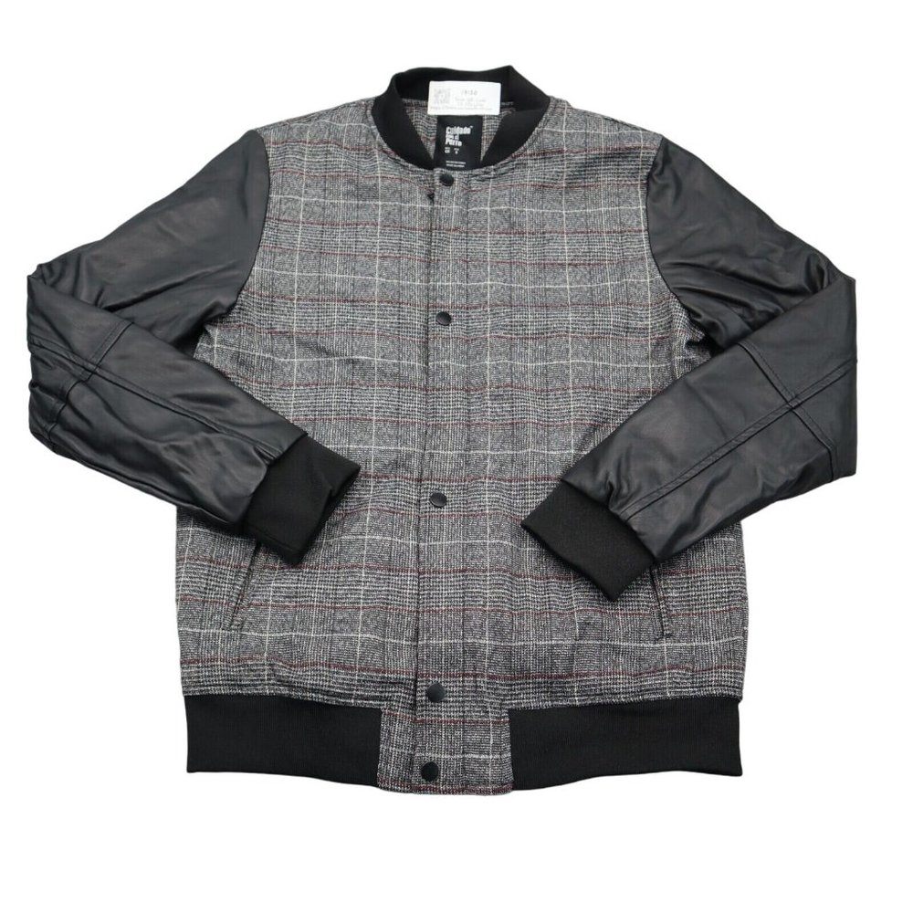 Cuidado Con El Perro Jacket Mens S Gray Long Sleeve Snap Pocket Stripe Polyester